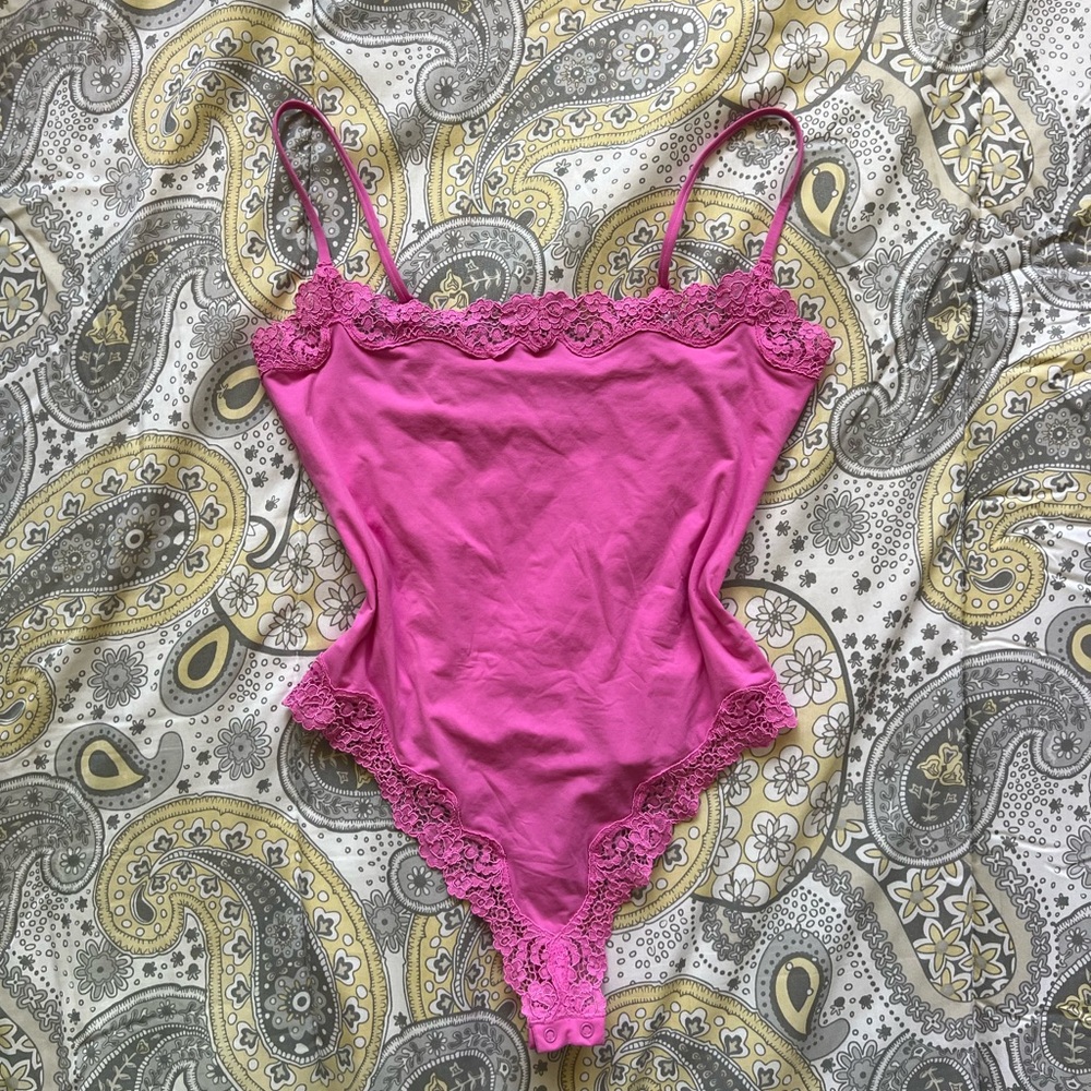 Hot Pink Skims Lace Bodysuit